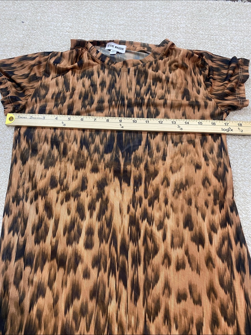 Steve Madden Leopard Mesh Maxi Dress Slit EUC Size M - Picture 10 of 15